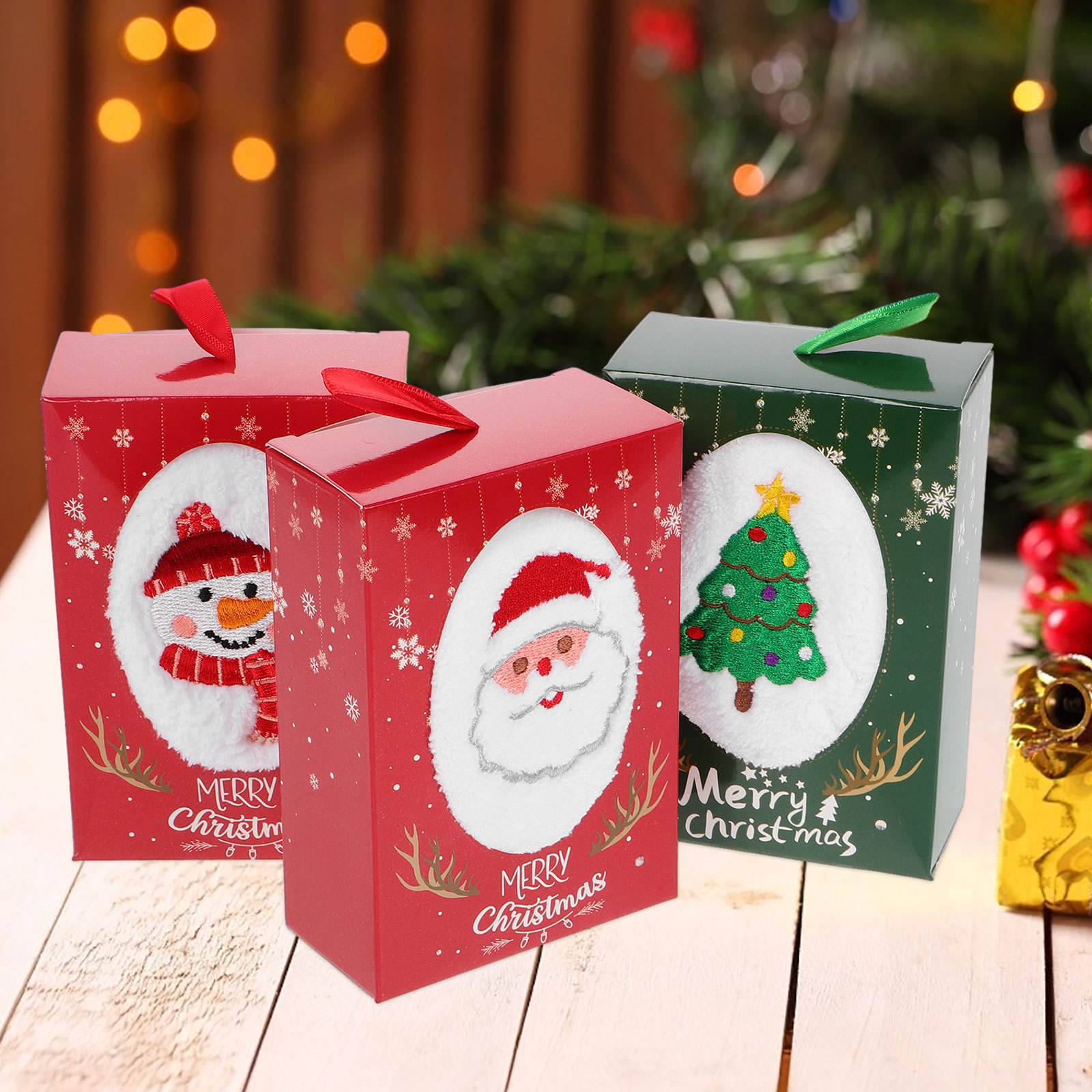 Home Textiles Towel Set - 3 adet noel el havlusu seti