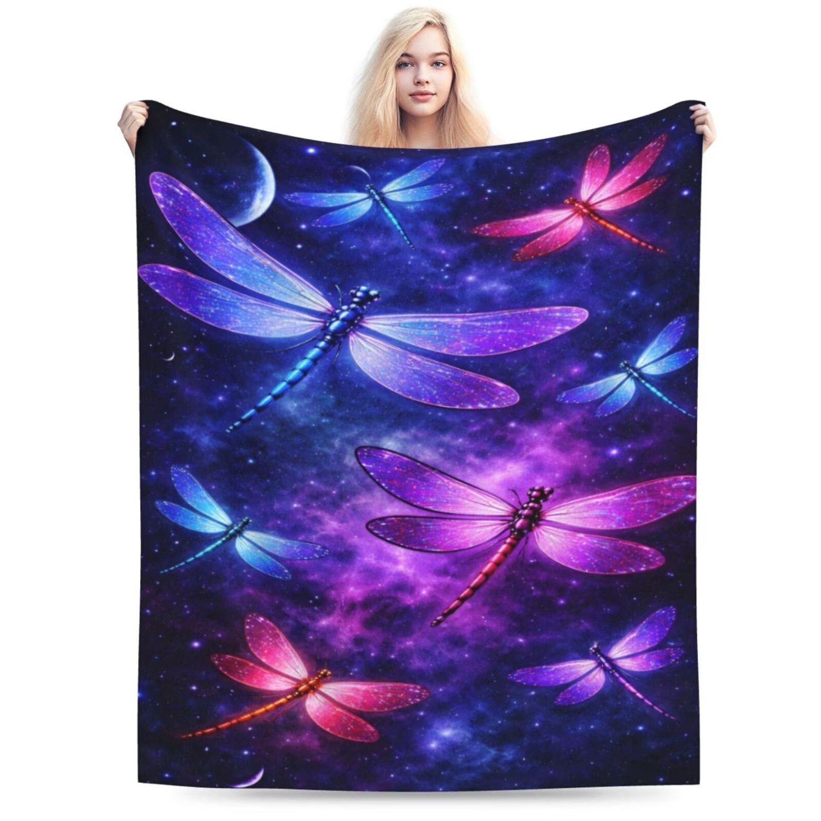 Galaxy Home Textiles - Kozmik Yusufçuk Flanel Battaniye Göksel Galaksi