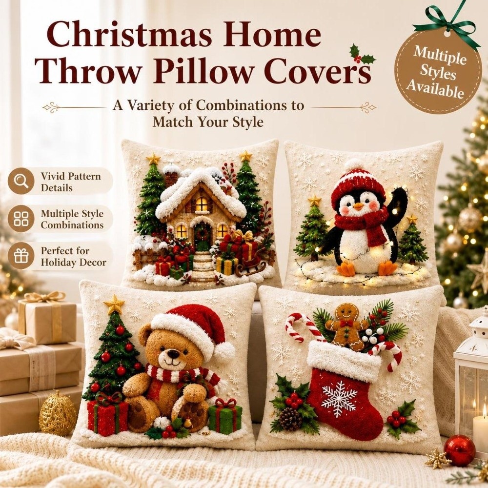 Home Textiles Towel Set - 4 adet 45x45cm Noel Yastık Kılıfı