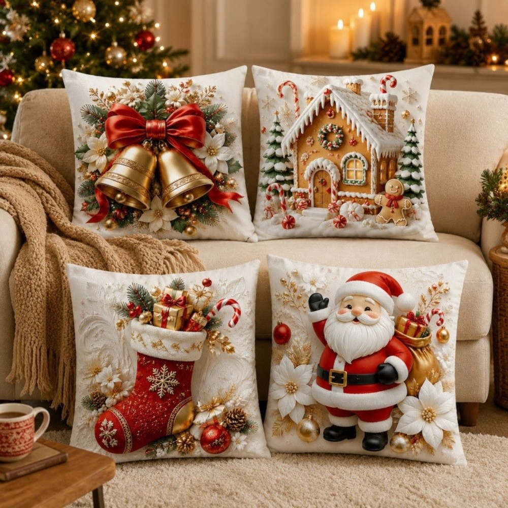 Home Textiles Towel Set - 4 adet 45x45cm Noel Yastık Kılıfı