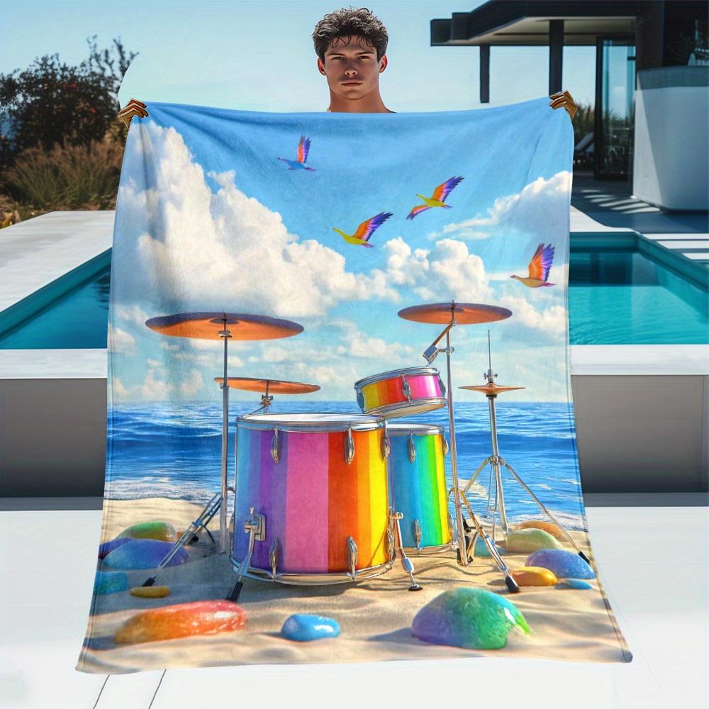 Home Textiles Towel Set - Parlak Plaj Davul Seti Tasarımlı Polyester